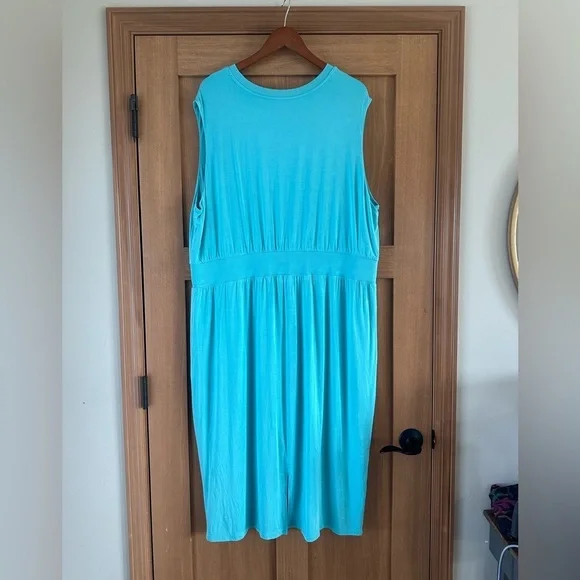 Athleta Teal Blue Santorini Cinch Sleeveless Midi Dress Robe Women's Size 2X​​ - Picture 6 of 12